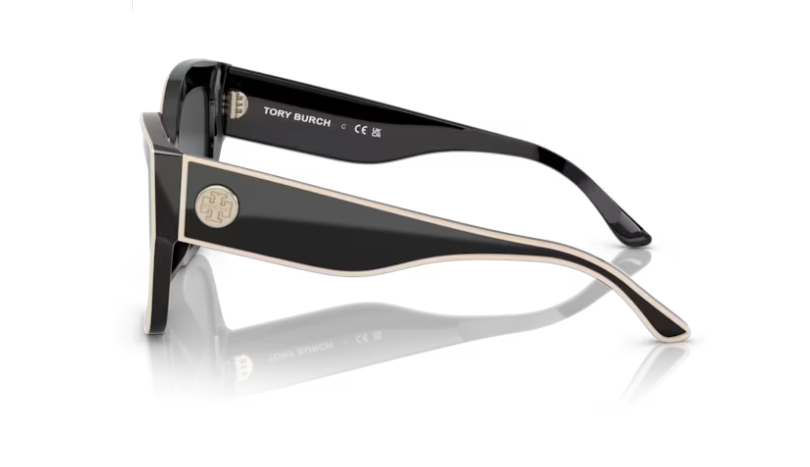 Tory Burch TY7184U 192987 Black w/Ivory Piping Sunglasses