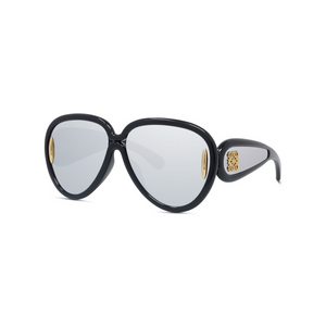 01C -  Shiny Black with Silver Mirror Lenses
