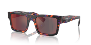 06V40E - Abstract Orange with Dark Grey Mirror Blue/Red Lenses