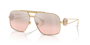 10027E - Gold with Light Pink Mirror Gradient Silver Lenses