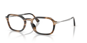 1236 - Striped Black & Greish Brown with Clear Lenses
