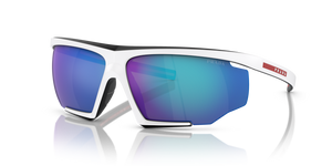 15K08R - White/Black Rubber with Blue Mirror Lenses