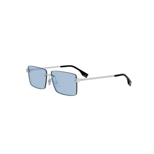 16V - Shiny Silver with Blue Lenses