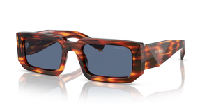 17R06A - Striped Radica with Dark Blue Lenses