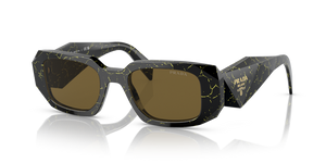 19D01T - Black/Yellow Marble with Dark Brown Lenses
