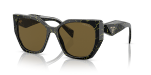 19D01T - Black/Yellow Marble with Dark Brown Lenses