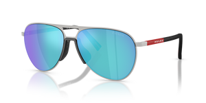 1BC08R - Silver with Light Green Mirror Blue Lenses