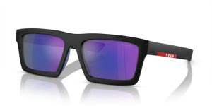 1BO05U - Matte Black with Dark Blue Mirror Violet Lenses