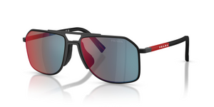 1BO08F - Matte Black with Dark Grey Mirror Blue/Red Lenses