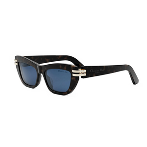 20B0 - Shiny Dark Havana with Blue Lenses