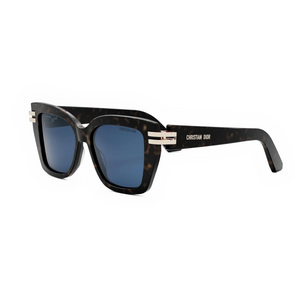 20B0 - Shiny Dark Havana with Blue Lenses