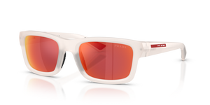 28M90Z - Frosted Crystal with Brown Mirror Orange Lenses