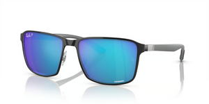 9144A1 - Black On Silver with Polarized Blue Lenses