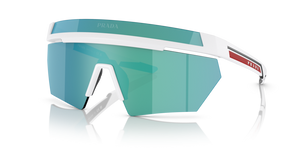 AAI08R - Matte White with Light Green Mirror Blue Lenses
