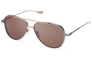 DTS141-A-03 Antique Silver - White Gold - Dark Brown with Dark Brown Lenses