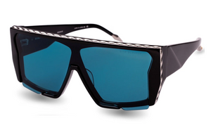 DTS429-A-01 Black - Silver with  Cobalt Blue Lenses