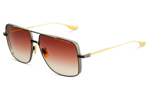 DTS157-A-02  Black Iron - Yellow Gold with Dark Burgundy To Clear Gradient Lenses