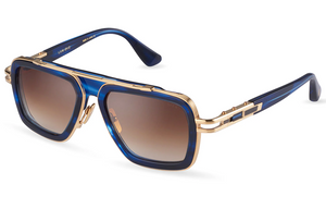 DTS403-A-03 Blue Swirl - Yellow Gold with Dark Brown to Clear Gradient Lenses