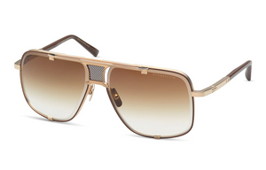 DRX-2087-I-GLD-BRN-64 Brushed White Gold with Brown - Brown Gradient Lenses