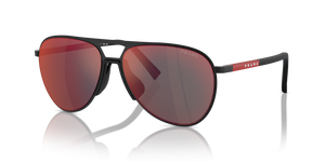 DG008F - Rubbered Black with Dark Grey Mirror Blue/Red Lenses