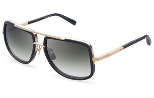 DRX-2030-F-BLK-12K-59-Z  Matte Black Antique 12K Gold with Green to Clear Gradient Lenses