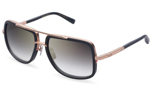 DRX-2030-L-BLK-RGD-59-Z Matte Black Rose Gold  with Grey to Clear Gradient - Gold Flash Lenses