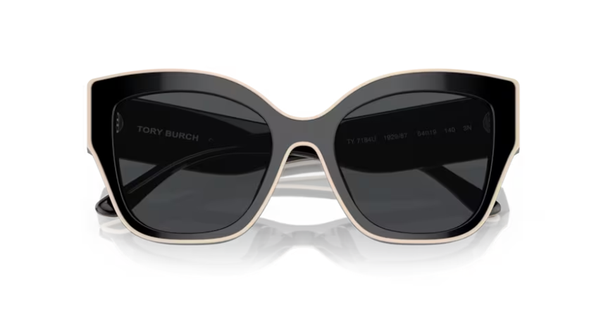 Tory Burch TY7184U 192987 Black w/Ivory Piping Sunglasses