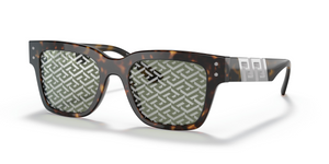 108/V8 - Havana with Green Monogram Silver Lenses