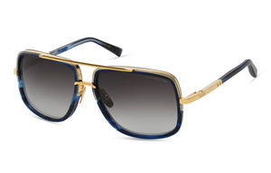 DRX-2030-X-GLD-BLU-59 Yellow Gold - Blue Swirl with  Grey to Clear Gradient Lenses